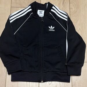 Adidas Kids Black and White Zip-Up Hoodie